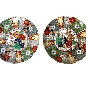 Japanese Tachikichi Vintage Imari 10" Red LIne Marked Dinner Plates-Set of 2